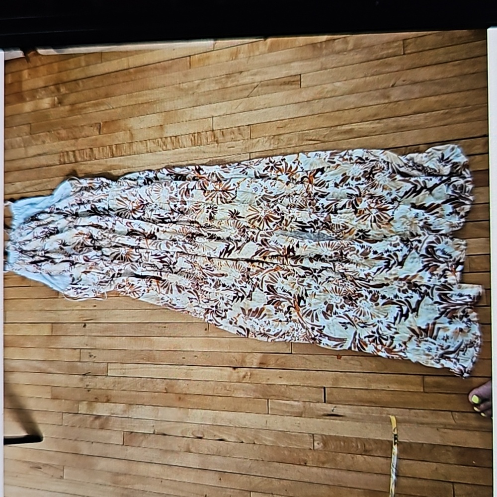 NWT Joie Dress Brown Floral Halter Maxi Pleated Slit Neutral Sundress Resort XL - Picture 2 of 4